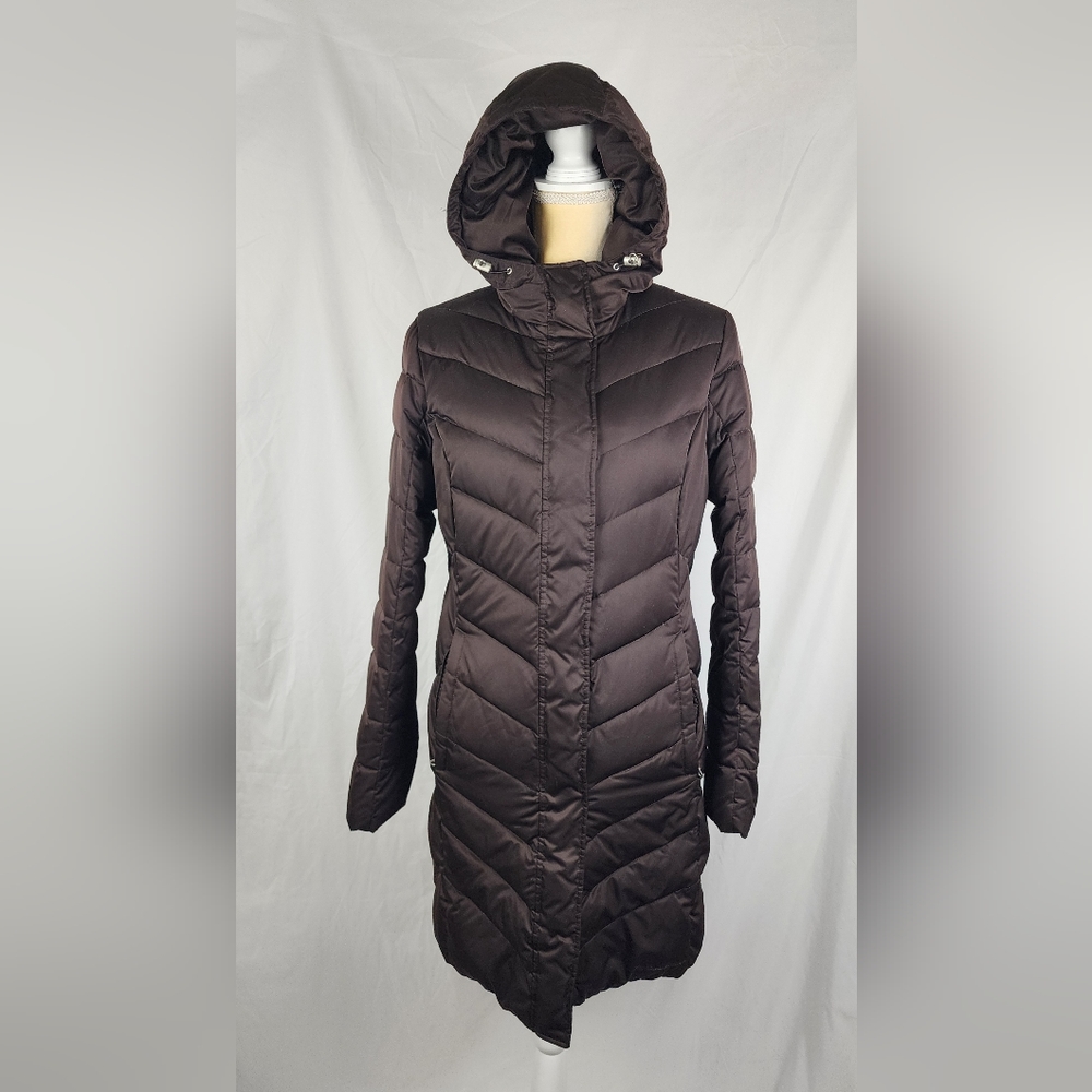 Eddie Bauer EB550 Premium Quality Goose Down Brown Full Zip Parka Jacket sz S